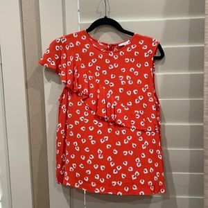 Ganni sleeveless top with asymmetrical ruffle